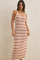 TAMI STRIPE KNIT MAXI DRESS - WATERMELON
