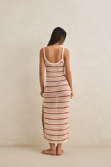 TAMI STRIPE KNIT MAXI DRESS - WATERMELON