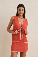 GIGI LONGLINE KNIT VEST - RED