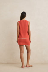 GIGI LONGLINE KNIT VEST - RED