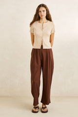 DANA SHORT SLEEVE CARDIGAN OAT