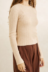 ESSENTIAL LONG SLEEVE KNIT TOP OAT