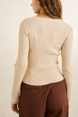ESSENTIAL LONG SLEEVE KNIT TOP OAT