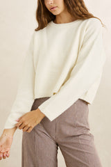 ESTELLE FLUFFY CREW NECK KNIT CREAM