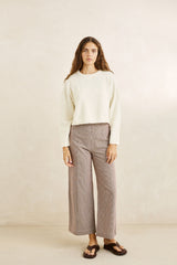 ESTELLE FLUFFY CREW NECK KNIT CREAM