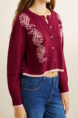 SANDY CROP CARDIGAN PLUM