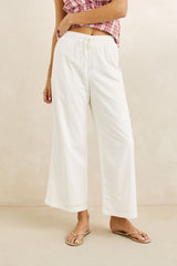 ANNABELLE LACE TRIM BEACH PANT WHITE