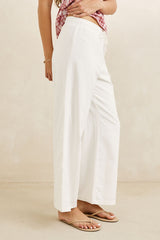 ANNABELLE LACE TRIM BEACH PANT WHITE