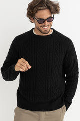 MOHAIR FISHERMANS KNIT - BLACK