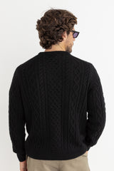 MOHAIR FISHERMANS KNIT - BLACK