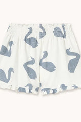 BIG SWANS KNITTED SMOCKED SHORTS - OFF WHITE