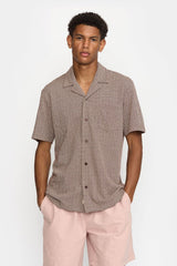 JACQUARD SHORT-SLEEVED CUBAN SHIRT / 3175 BROWN