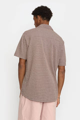 JACQUARD SHORT-SLEEVED CUBAN SHIRT / 3175 BROWN