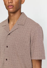 JACQUARD SHORT-SLEEVED CUBAN SHIRT / 3175 BROWN