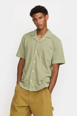 JACQUARD SHORT-SLEEVED CUBAN SHIRT / 3175 GREEN