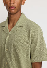 JACQUARD SHORT-SLEEVED CUBAN SHIRT / 3175 GREEN