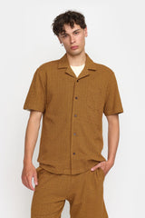 JACQUARD SHORT-SLEEVED CUBAN SHIRT / 3175 YELLOW