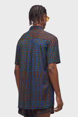 CAMISA VISCOSE ECO BENT OCRE/AZUL