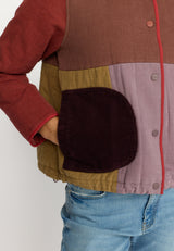 QUILTED PATCHWORK JACKET / 77345 - BROWN