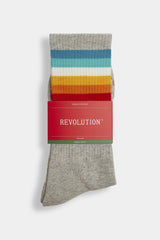 JAQUARD CREW SOCK / 8913 - GREY-MELANGE