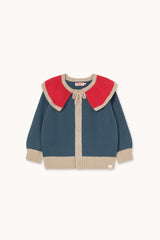 COLOR BLOCK CARDIGAN - LIGHT NAVY