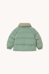 GREEN STRIPES PADDED JACKET - VANILLA/DARK GREEN