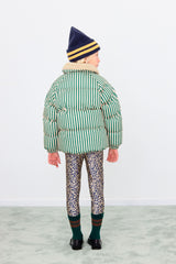 GREEN STRIPES PADDED JACKET - VANILLA/DARK GREEN