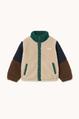 COLOR BLOCK POLAR SHERPA JACKET - DARK GREEN