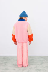 COLOR BLOCK POLAR SHERPA JACKET - DARK BLUE