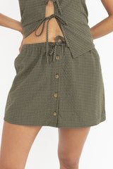 LOUISE CHECK SKORT - OLIVE