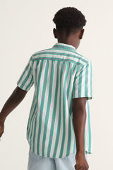 KIDS LAWSON STRIPE SS WHITE/VIVID VERDANT