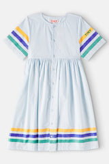 STRIPES MULTICOLOR DRESS - PASTEL BLUE