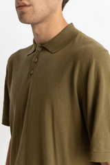 Essential Knit SS Polo - Olive