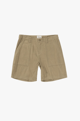 WORN PATH TEXTURED LINEN SHORT - OLIVE