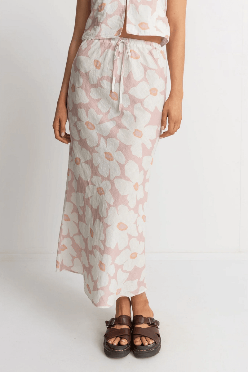 Mimi Floral Bias Cut Maxi Skirt - Rose