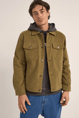 BRUSHED TWILL TRUCKER - OLIVE