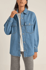 OVERSIZED DENIM SHACKET - WASHED BLUE