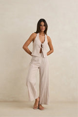 LOUISE WIDE LEG PANT - TAN
