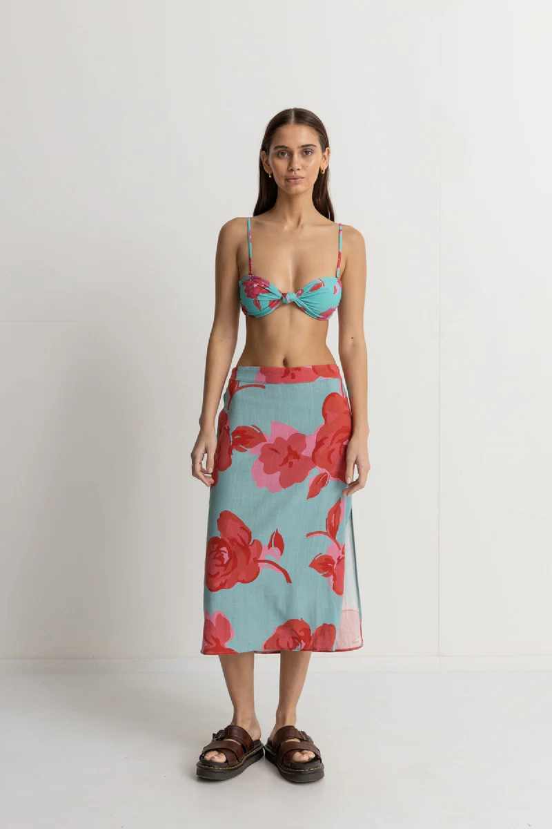 Inferna Floral Low Rise Midi Skirt - Spring