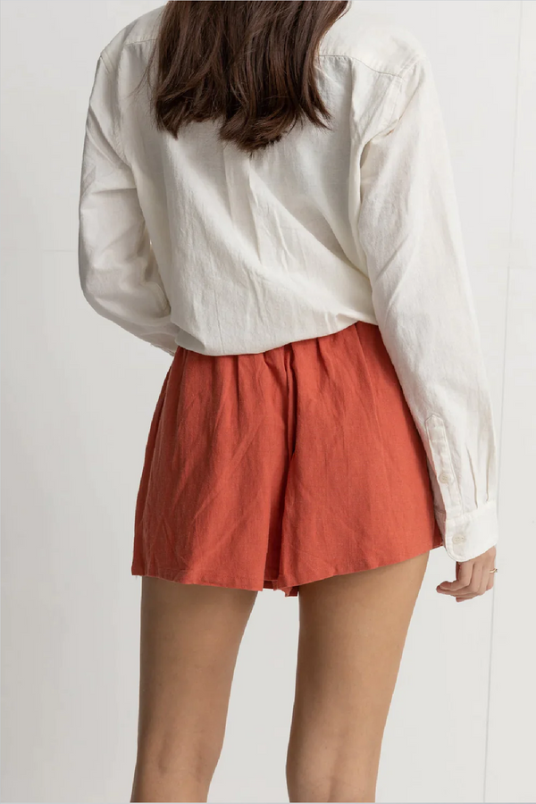 Flora Embroidered Shorts - Coral