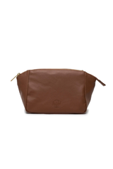 Milan Toiletry Bag Vegan Leather Saddle Brown 24