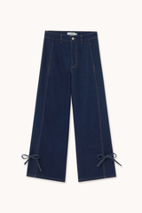 LACE CUTLINESS DENIM - NAVY