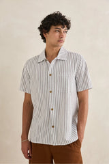 SEERSUCKER STRIPE SS SHIRT - CEDAR