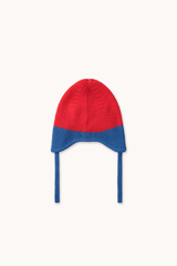 COLOR BLOCK EARFLAP BEANIE - SUMMER RED