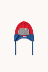 COLOR BLOCK EARFLAP BEANIE - SUMMER RED