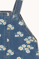BLOSSOMS DENIM SHORT DUNGAREE - MEDIUM WASH DENIM