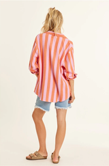 SEYNA LS WOVEN TOP - PEONY