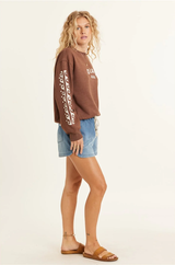 LUCIA LS FLEECE CREW - ESPRESSO BROWN