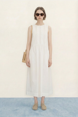 LOW BACK FRILLS DRESS - OFF WHITE