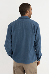 TEXTURED WALE LS SHIRT - WASHED INDIGO
